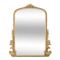 Espejo decorativo con arco estilo barroco, marco dorado tallado, para pared