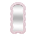 Espejo decorativo de pared con diseño ondulado, marco rosa, estilo moderno