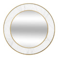 Espejo de pared redondo con marco de mármol y detalles dorados